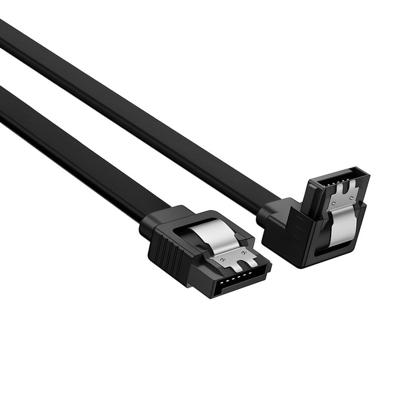 JacobsParts SATA Cable 5 Pack SATA III 6Gbps 90 Degree Right Angle with Locking Latch 18 Inches for HDD SSD - Black - Image 2